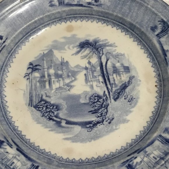 Antique flow blue plate by J. Clementson Ironstone -  9 1/2 inches  - "Siam" - Picture 3 of 5